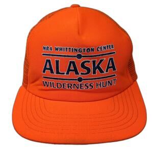 SKM Trucker Hat Orange One Size NRA Whittington Center Alaska Wilderness Hunt